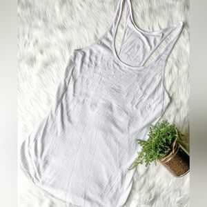 Lululemon Striped Cool Racerback White Gray Tank Top Size 4